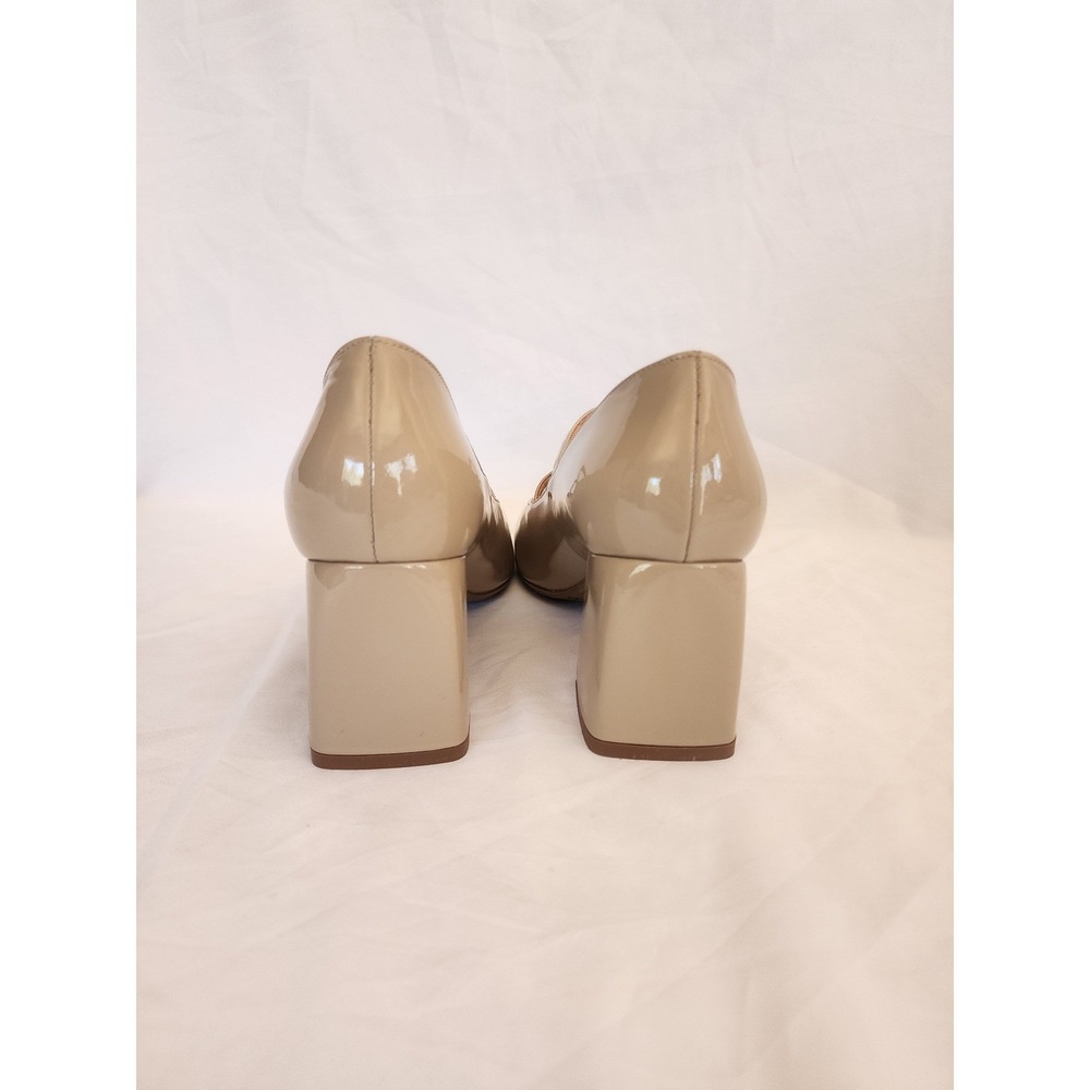 Sezane Paula Babies Mary Jane Nude Patent Leather Block Heel Pumps Size 39 US 8 - Picture 6 of 13